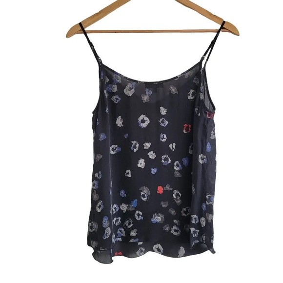 Aritzia Babaton abstract floral print camisole black blue white XS 100% silk - Picture 3 of 8